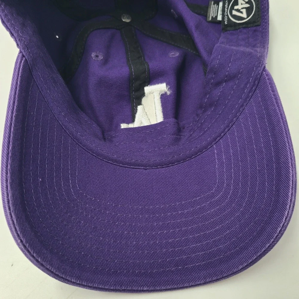 Los Angeles Dodgers Hat Strapback 47 Brand Clean Up Purple White MLB Baseball